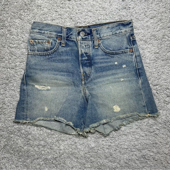 Levi's Shorts Womens 25 Denim Cut Off Wedgie Raw Hem High Button Fly Distressed - Picture 1 of 4